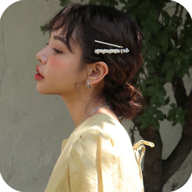Kẹp Tóc Kim Loại Trang Trí Ngọc Trai Thời Trang Phong Cách Hàn Quốc