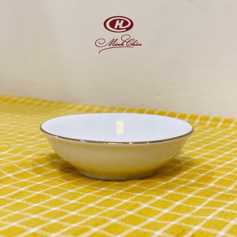 Đĩa muối chấm viền vàng 12k Minh Châu