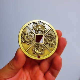 Đồng tiền tứ linh long lân quy phụng - Đồng xu phong thuỷ Tàng Kinh Các