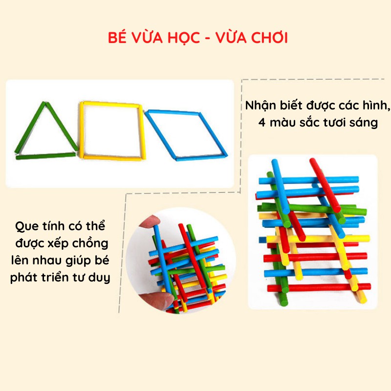 Hộp que tính kèm chữ số 100 chi tiết AIQ nhiều màu sắc kích thích bé tư duy học toán, tập đếm thông minh