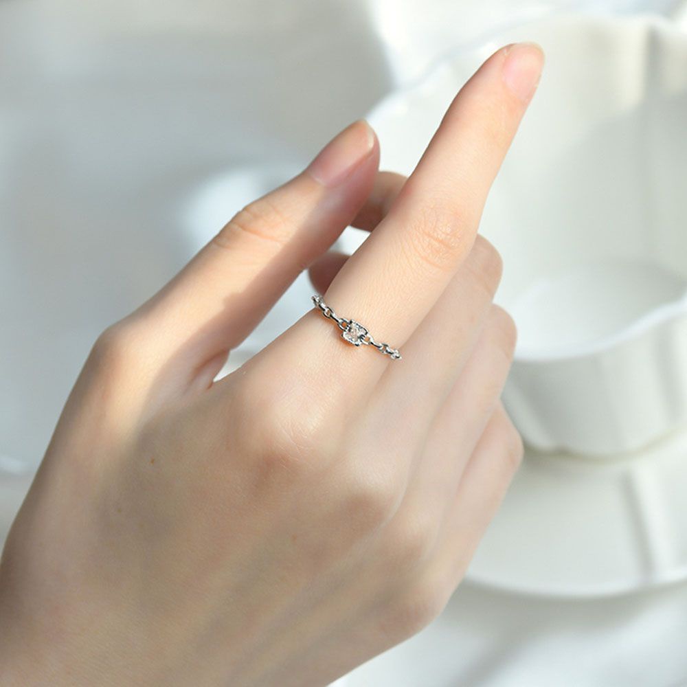 Nhẫn đính đá zircon hình vuông phong cách Hàn Quốc thời trang dành cho nữ