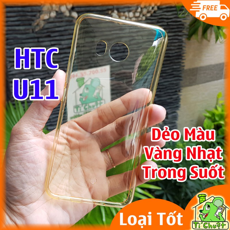 [Loại Tốt] Ốp lưng HTC U11 Silicon Vàng Gold Trong Suốt