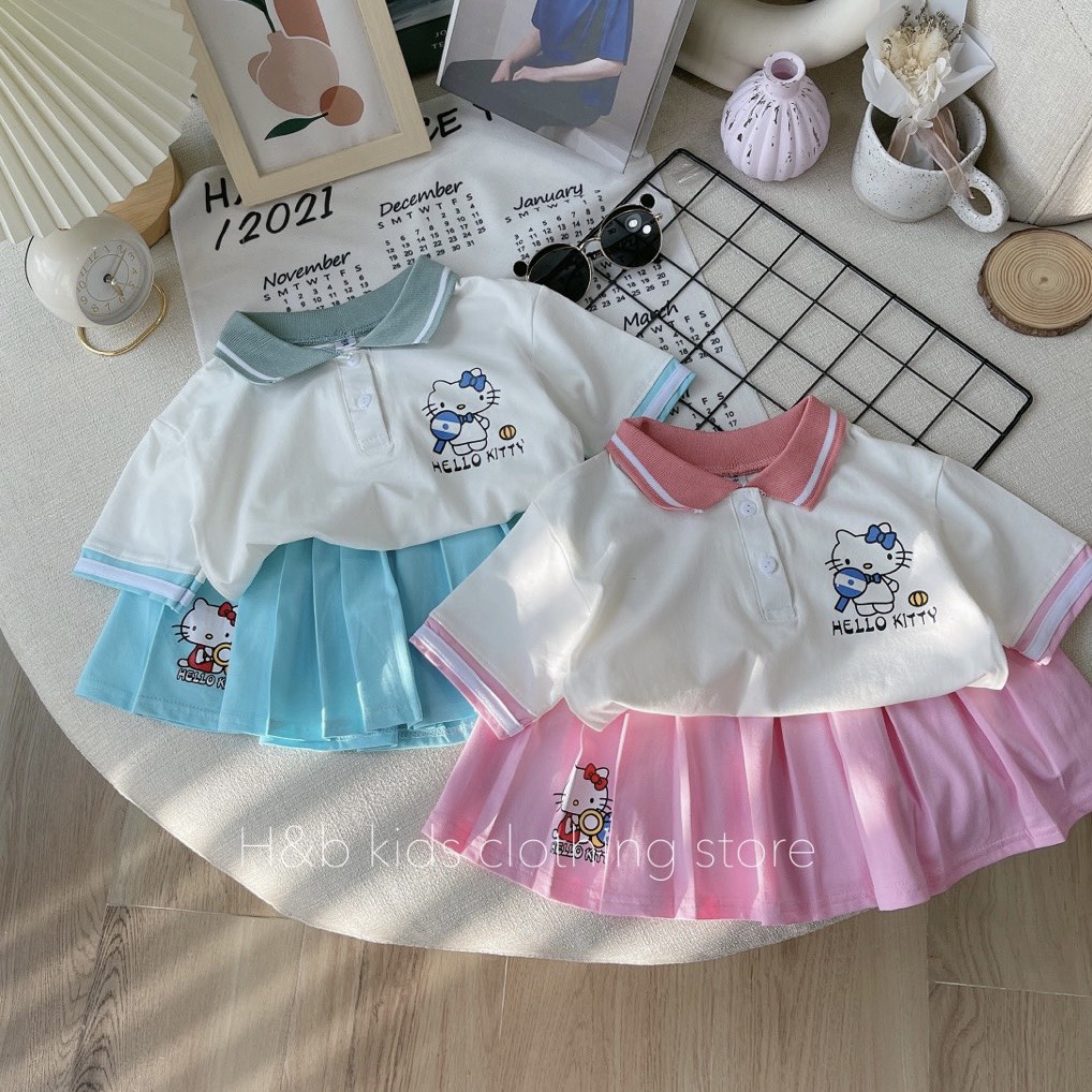 Sét váy Bé gái hoạ tiết micky. chất cotton 4 chiều siêu mềm mịn