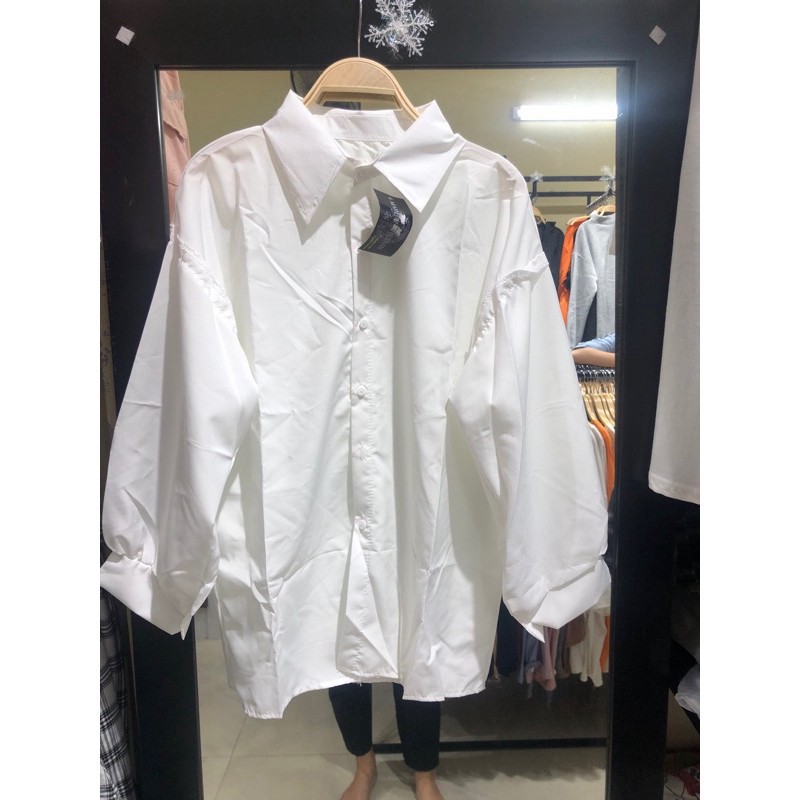 {EVACICI} Áo sơ mi babydoll nữ trắng dài tay nữ phối tay bèo , Áo sơ mi babydoll nữ trắng chất thô lụa mềm giá rẻ | BigBuy360 - bigbuy360.vn