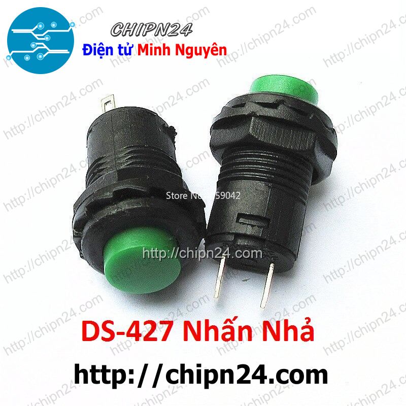 [2 CÁI] (G13) Nút nhấn Nhả DS-427 Xanh Lá (Đường kính 12MM)