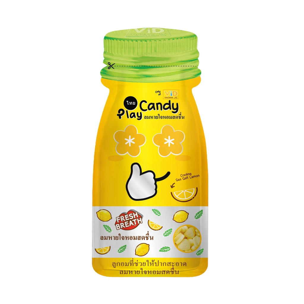 1 gói kẹo ngậm  thơm miệng  Playcandy Thái Lan 12g 5 vị trái cây