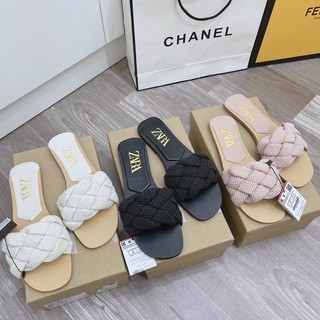 (sẵn) dép lê zara quai tết lên chân siêu nổi fullbox hàng qc 1304