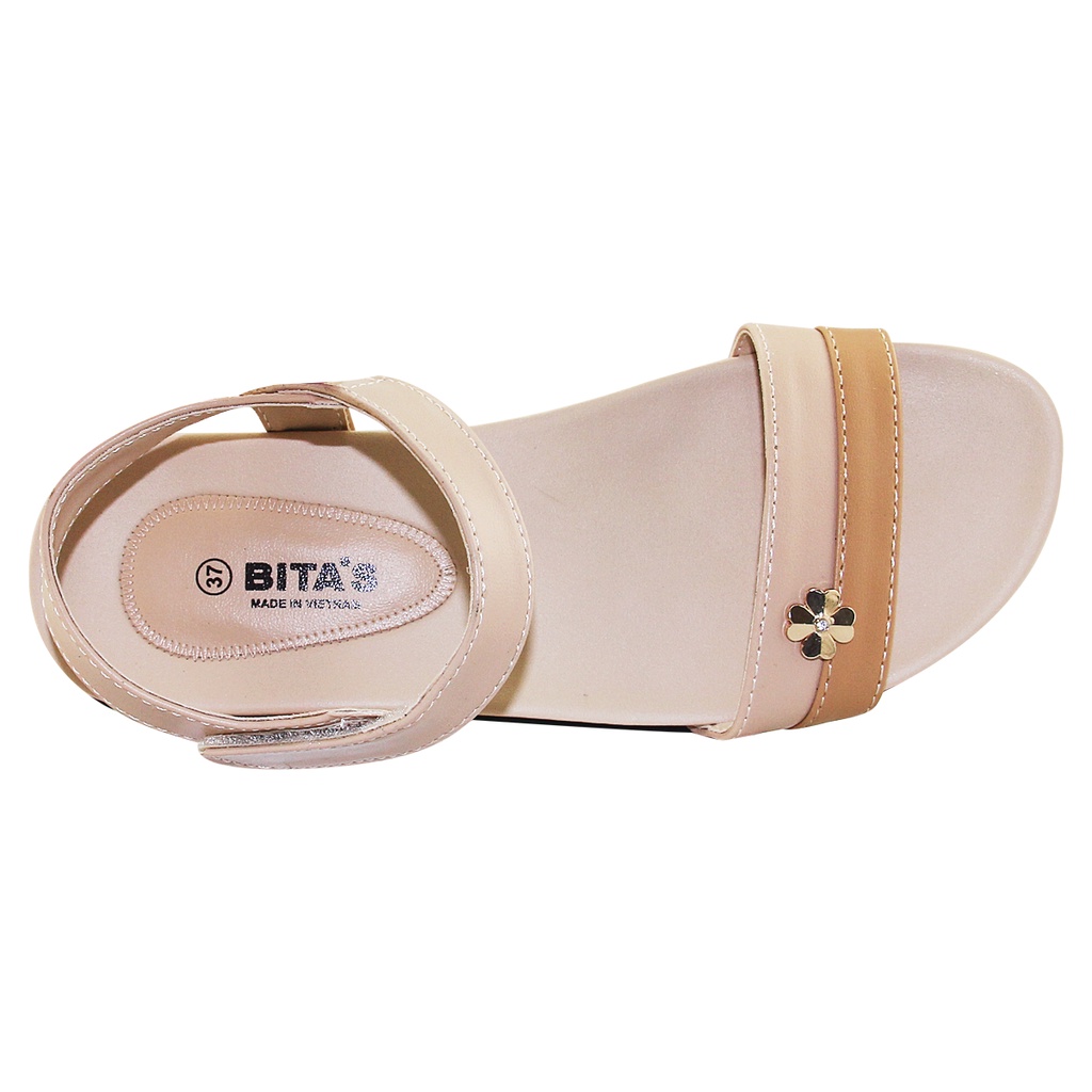 Sandal đế bằng nữ Bita's SYN.240 (Đen + Kem + Xám)