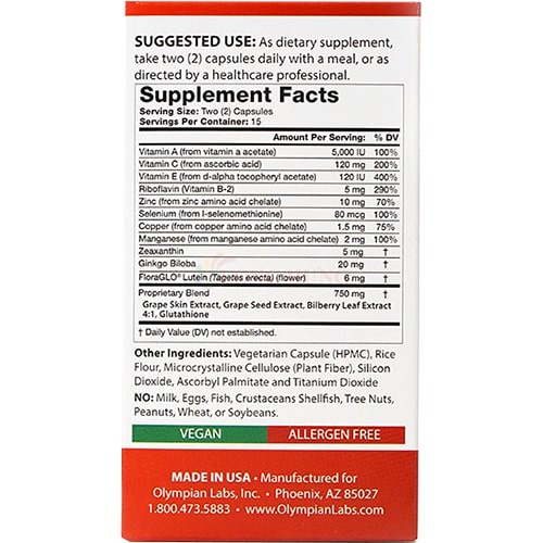 Viên uống Olympian Labs Nutra - Vision With Lutein & Bilberry hỗ trợ tăng cường thị lực