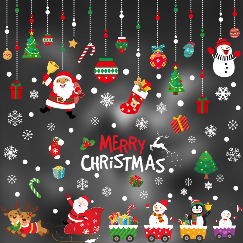 Miếng dán họa tiết ông già noel/ người tuyết dễ thương trang trí cho Giáng Sinh