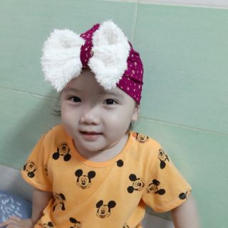 Mũ turban nơ lông