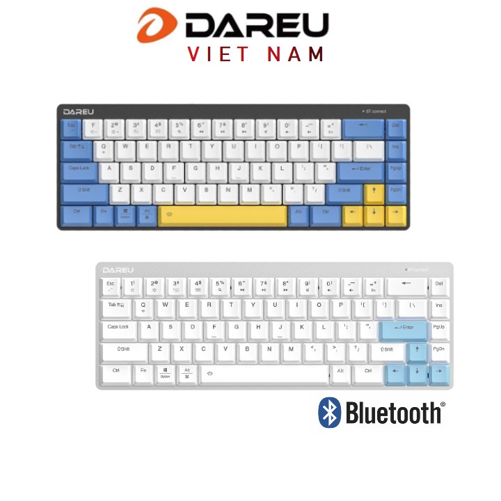 Bàn phím cơ Dareu EK868 Bluetooth WHITE 68KEY (SLIM, Brown/ Red D-KAILH switch)