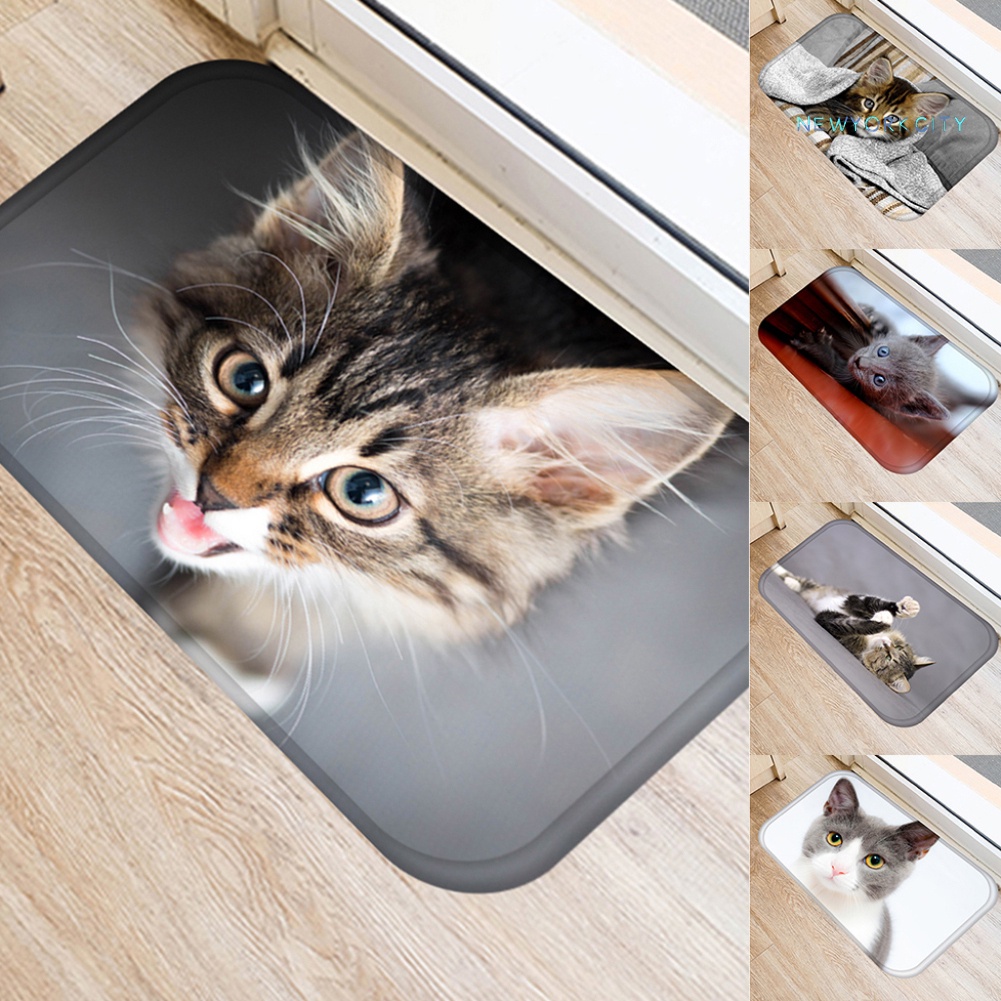 Thảm lót cửa chùi chân Mềm Mại Chống Trượt Họa Tiết Mèo Dễ Thương