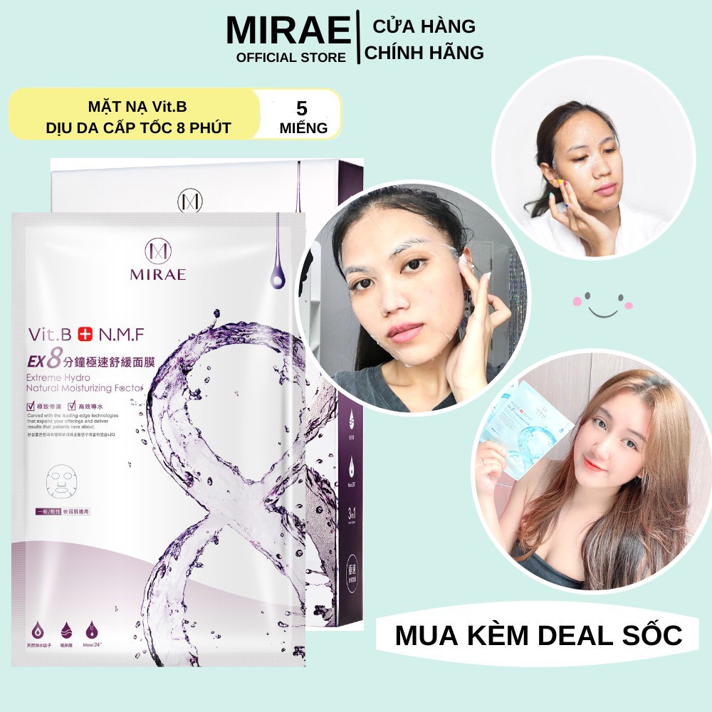 Mặt Nạ Mirae 😍CHÍNH HÃNG 😍 Hộp 5 Miếng Làm Dịu Da Cấp Tốc EX 8 Phút – Vit.B Phục Hồi Da Giúp Da Căng Mịn | BigBuy360 - bigbuy360.vn