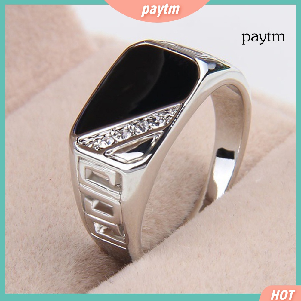 Nhẫn đeo tay bản rộng đính đá thời trang cho nam