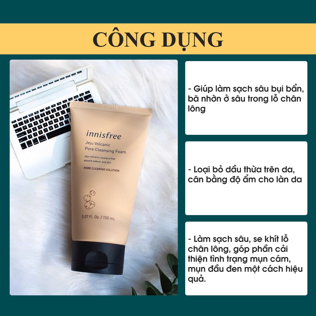 Sữa rửa mặt tro núi lửa innisfree jeju volcanic 150ml