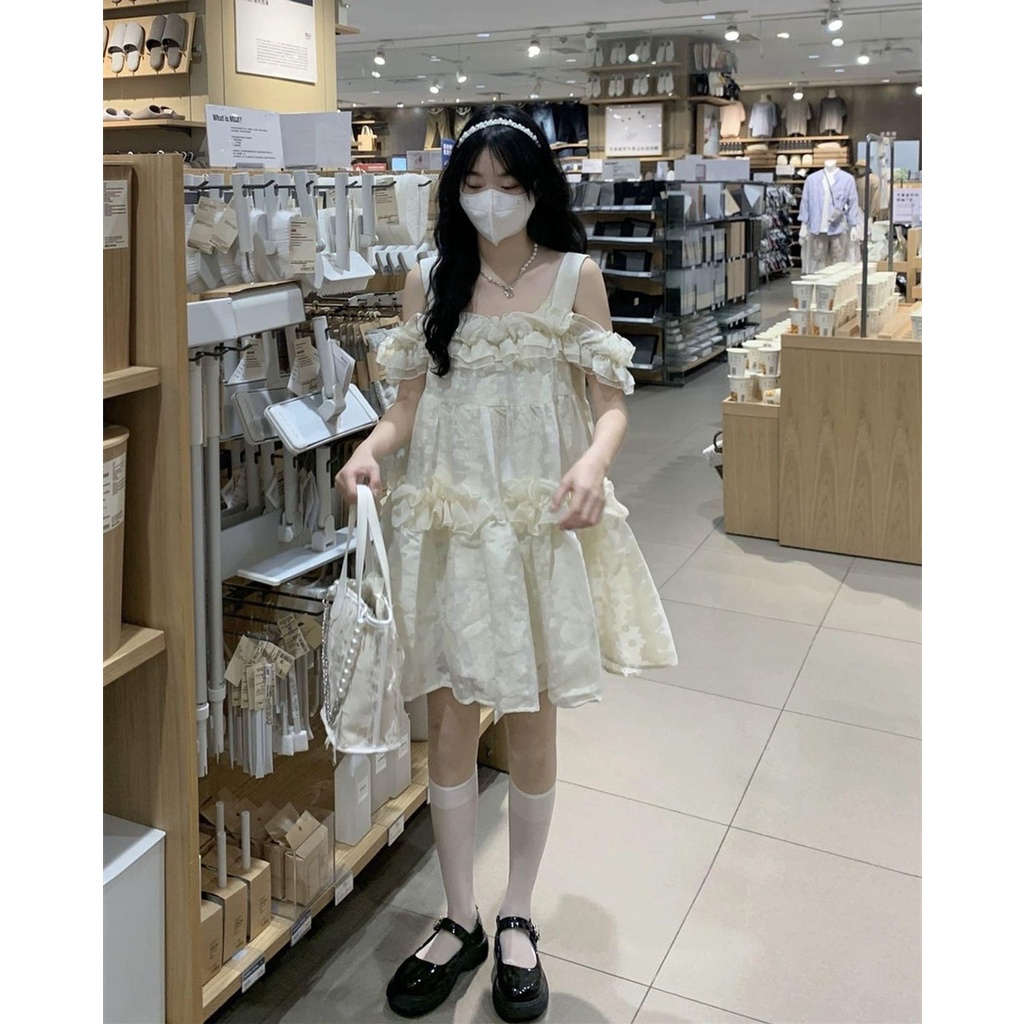 💃 Đầm Babydoll Nữ Hoa Bèo Vai 2 Dây Dáng Xòe