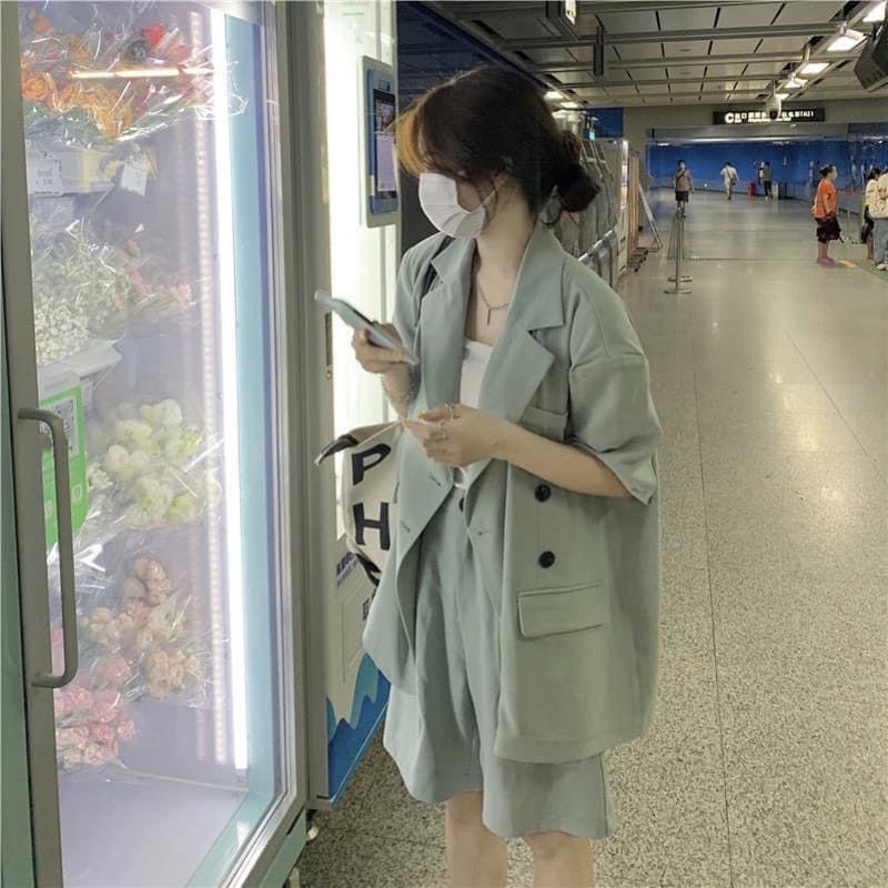 Set Vest Áo Tay Lửng Quần Đùi Khoác Ngoài Phong Cách Hàn Quốc Màu Đen Dành Cho Nữ PHULA | BigBuy360 - bigbuy360.vn