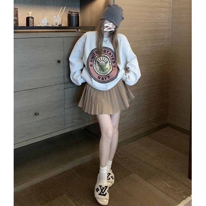  Áo sweater tay dài cổ tròn dáng rộng in hình 46225 dành cho nữ | BigBuy360 - bigbuy360.vn
