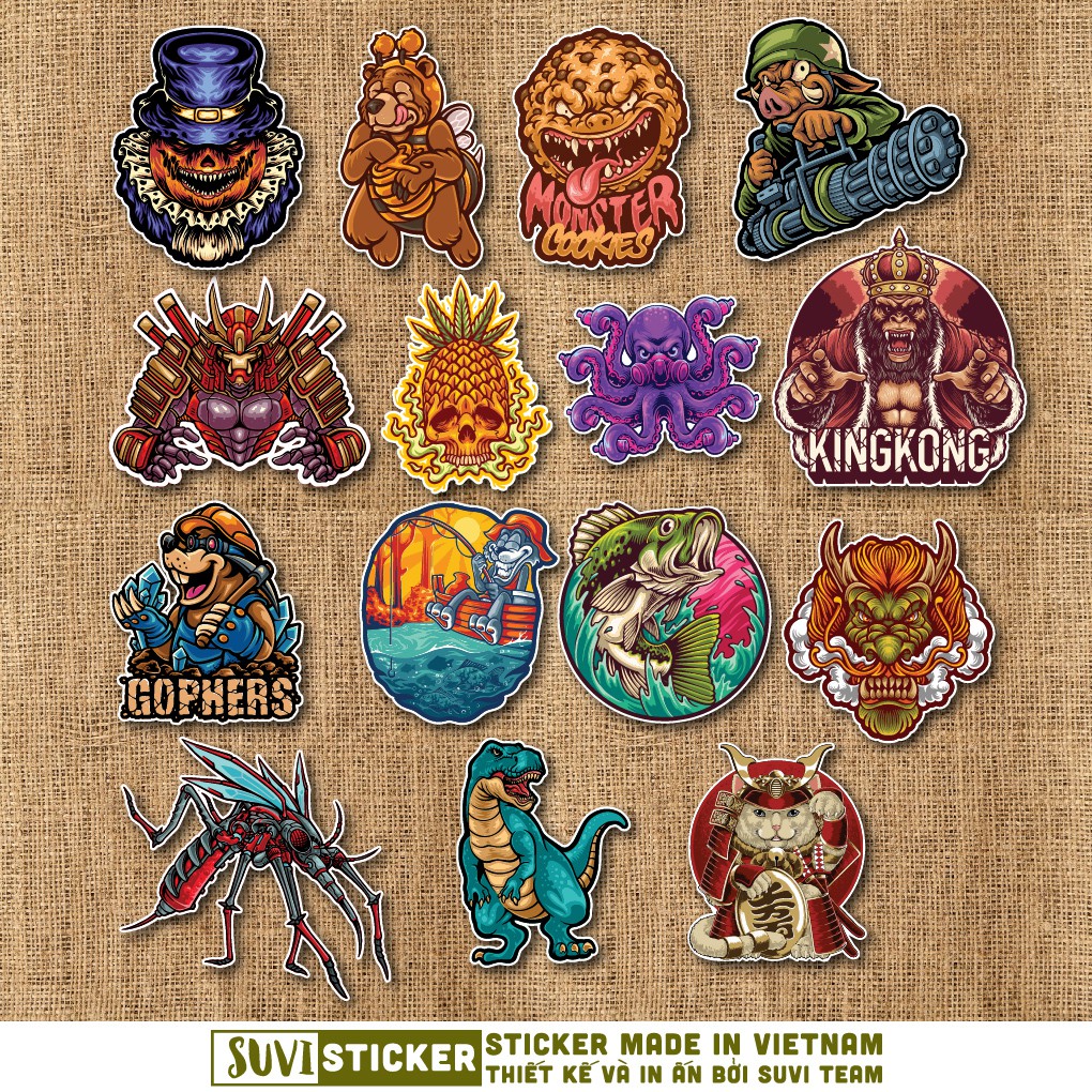 50 Sticker Cool Ngầu chống nước sticker dán laptop, điện thoại, đàn guitar, mũ bảo hiểm, vali. MSP: SV232