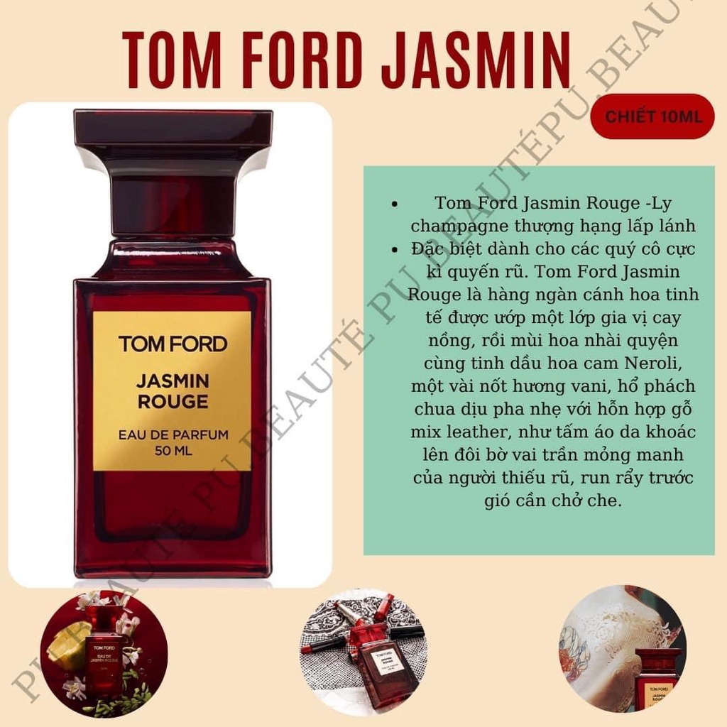 Nước hoa nam nữ Unisex Tom Ford TF Lost cherry, Rose Prick, Neroli Portofino, Bitter Peach, Jasmin Rouge Chiết 10ml
