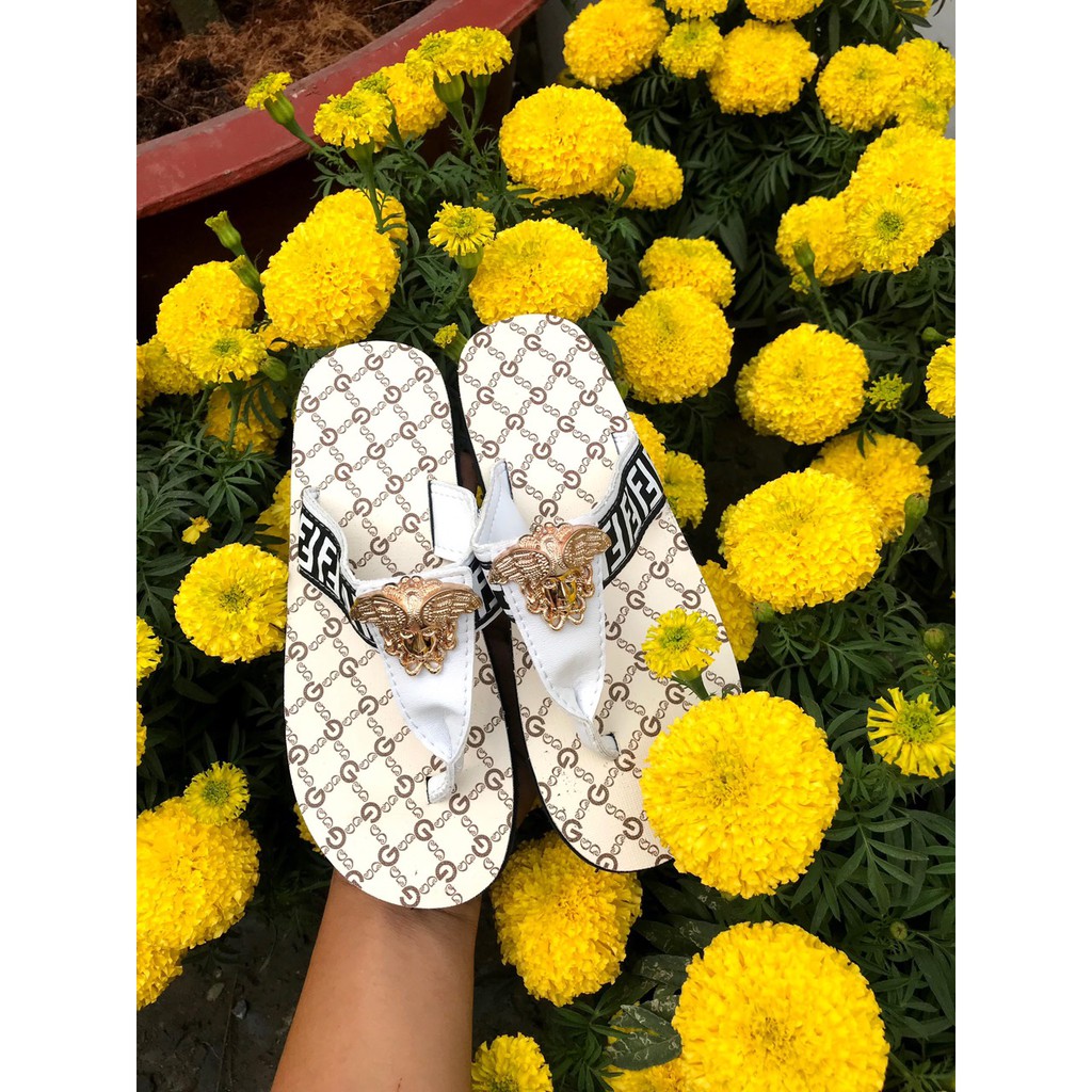 sandal đồng nai dép kẹp nữ ( đế màu kem gg quai kẹp F không hậu ) size từ 35 nữ đến 42 nữ size khác nhắn tin chọn thêm