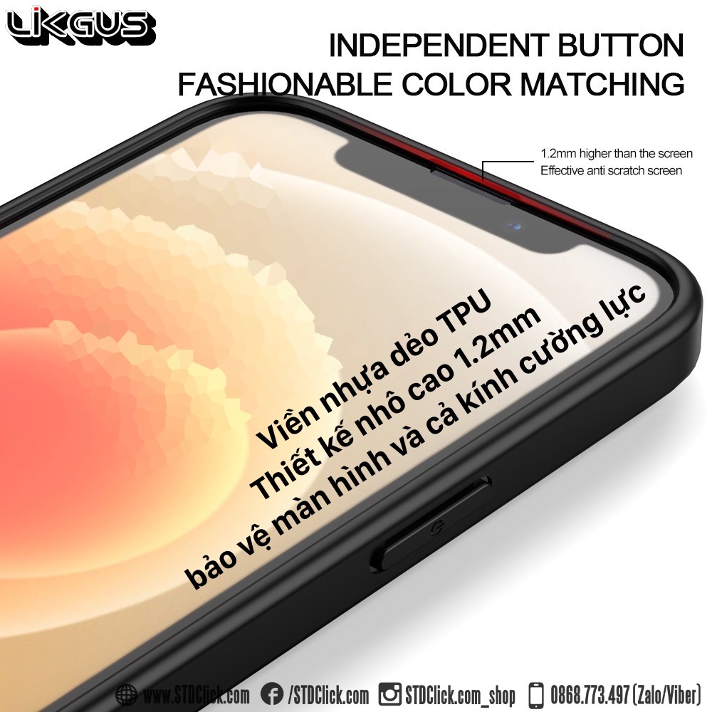 ỐP LƯNG IPHONE 13 PRO MAX - 13 PRO - 13 LIKGUS CHÍNH HÃNG SIÊU MỎNG LƯNG NHỰA CỨNG TRONG VIỀN DẺO