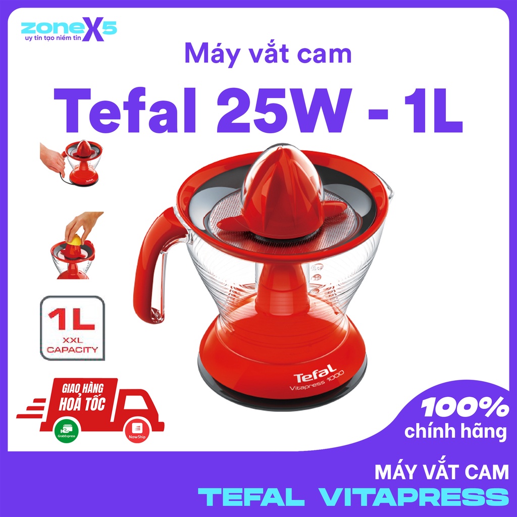 Máy vắt cam Tefal Vitapress ZP302538 - Đỏ, 25W, 1L - Hàng chính hãng