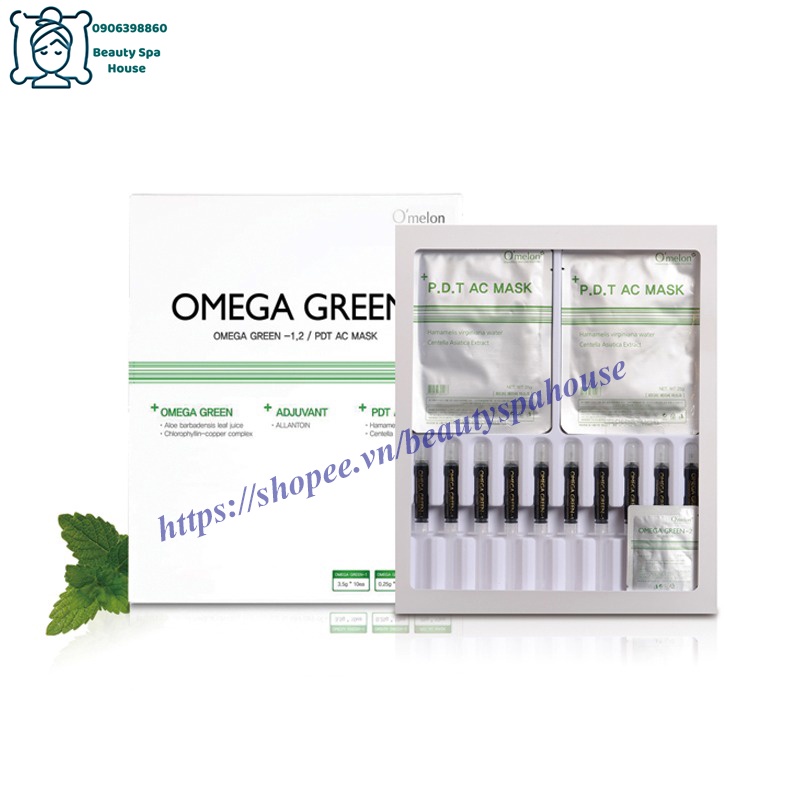 Liệu trình giảm mụn Omega Green tại nhà spa HÀn Quốc hàng Omelon kết hợp vòm ánh sáng sinh học