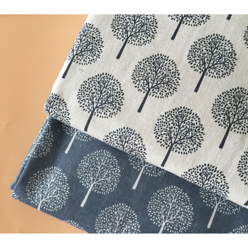 Vải linen họa tiết Họa tiết cây V-D09