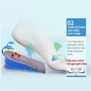 Bộ lót giày độn đế tăng 3.5cm chiều cao loại 2 lớp cấu trúc tổ ong bề mặt ép vải cotton êm chân - PK43