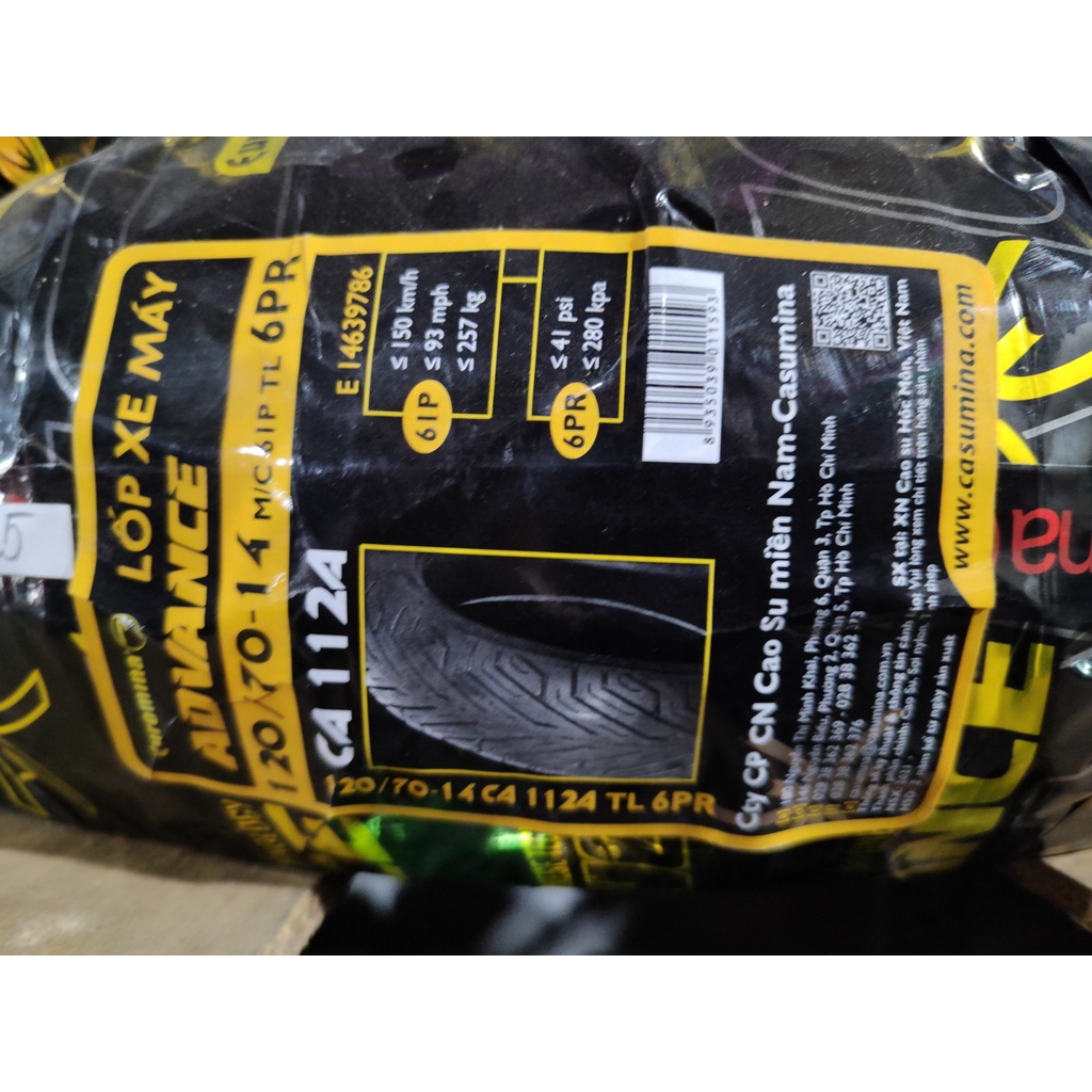 Vỏ  120/70-14 EUROMINA Casumina,  sau PCX, lốp 120/70-14,không dùng ruột