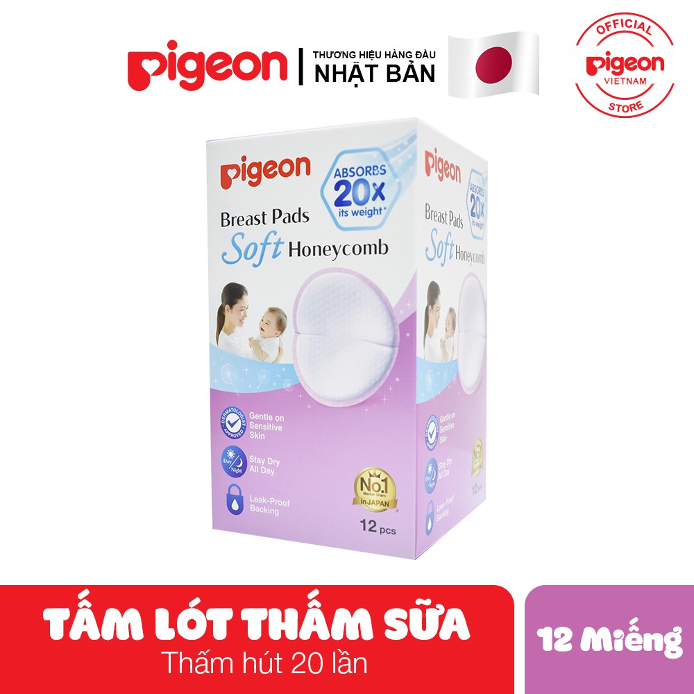 [CHÍNH HÃNG] Tấm lót thấm sữa Pigeon 12 miếng-30 miếng/ hộp