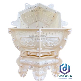 Khuôn Đúc Chậu Cảnh ABS Lục Giác 45 thân bầu Cây Tùng Cao 22 Và Chân Đôn quỳ Cao 16 cm