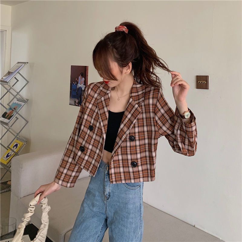 [Hàng order] Áo khoác kẻ blazer kẻ sọc tay dài dáng ngắn thời trang có size (ảnh thật) | BigBuy360 - bigbuy360.vn