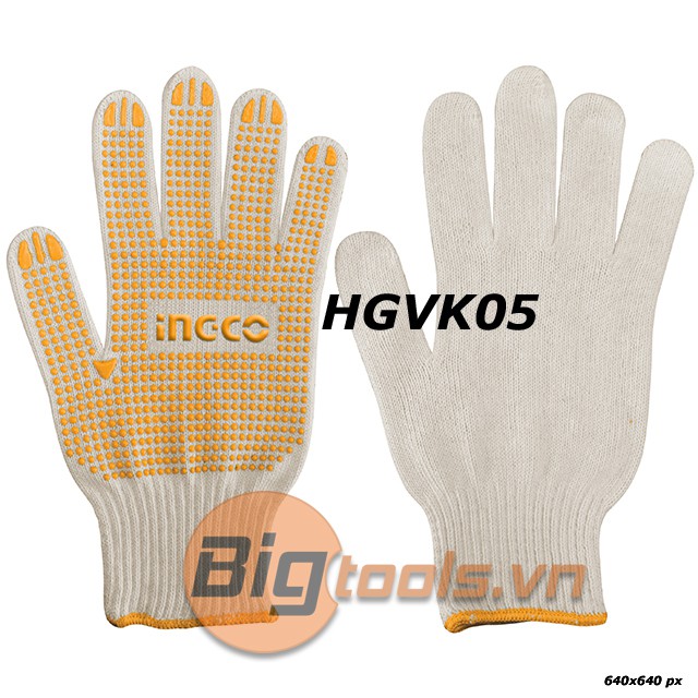 Găng tay dệt kim & có đốm chấm nhựa PVC INGCO HGVK05 - dùng cho công nhân vận chuyển hàng hóa tái chế và sửa chữa