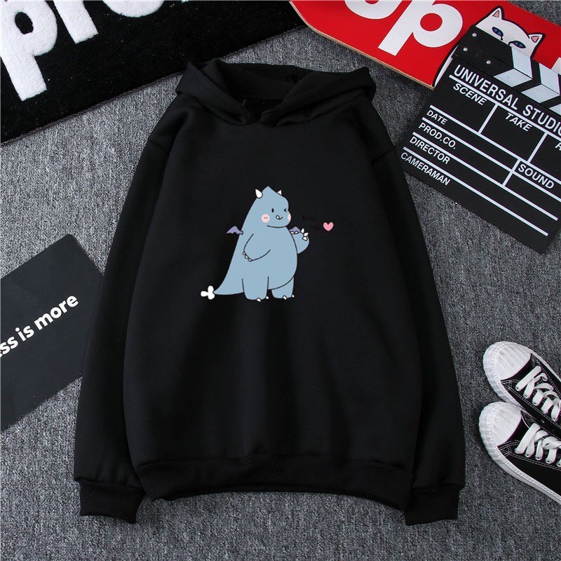 ÁO KHOÁC HOODIE - ÁO KHOÁC NỈ BÔNG UNISEX HÌNH KHỦNG LONG BẮN TIM SIÊU DỄ THƯƠNG