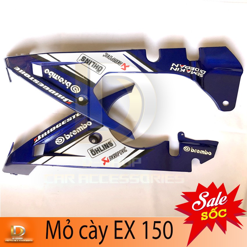 Mỏ cày Exciter 150 xanh trắng có in logo