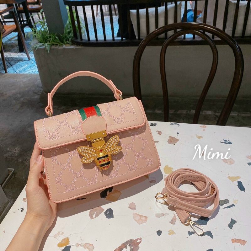 Túi Xách Nữ Đeo Chéo Gucci 💖 𝑭𝑹𝑬𝑬𝑺𝑯𝑰𝑷 💖 Hộp Khóa Gập Phối Phụ Kiện Ong Thời Thượng Trẻ Trung