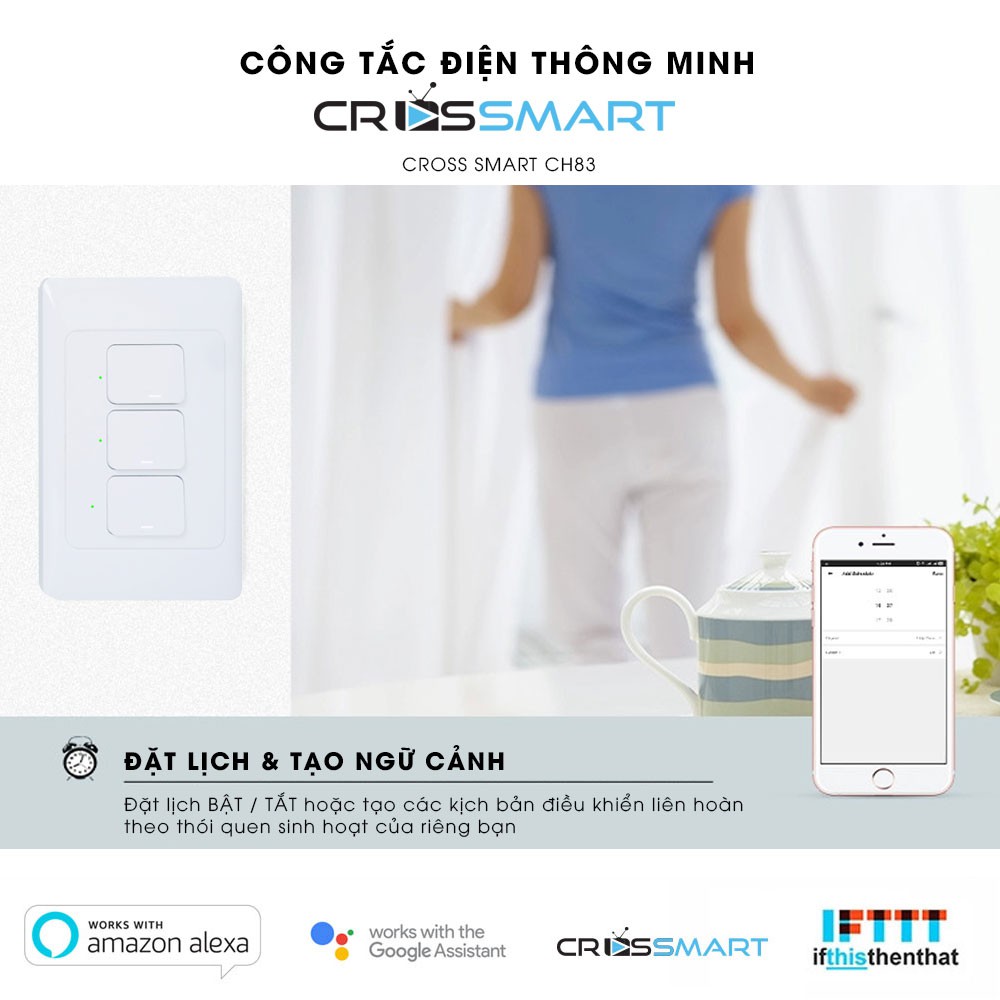 Công tắc thông minh chạy app Tuya - Cross Smart CH83