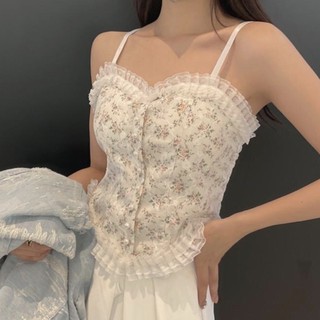 Áo hai dây ren họa tiết hoa nhí có đệm ngực tôn dáng,thiết kế viền ren điệu đà,Áo bra ren 2 dây siêu xinh cao cấp