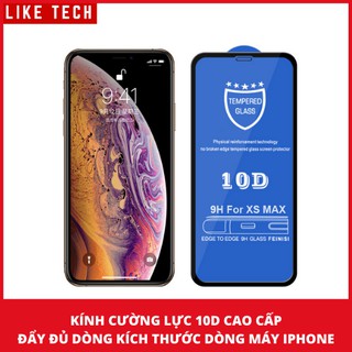 Kính cường lực 10D nền xanh full màn nguyên khối - Kính cường lực iphone 6 6s 7 8 6 plus 6s plus 7 Plus 8 Plus X Xr