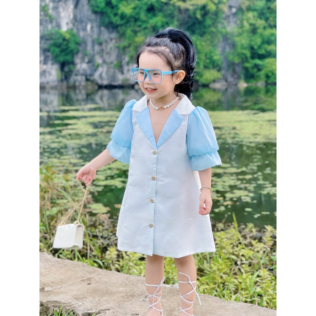 Đầm vest sơ mi cho bé gái HOMI BABY HOUSE váy cho bé gái đi chơi dạo phố