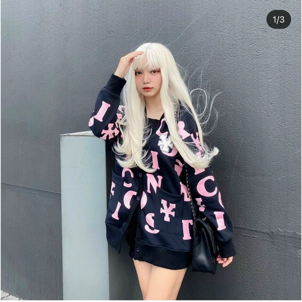 Áo Cardigan Nỉ Bông DirtyCoins Print BLACK form rộng Unisex Nam/Nữ Ulzzang