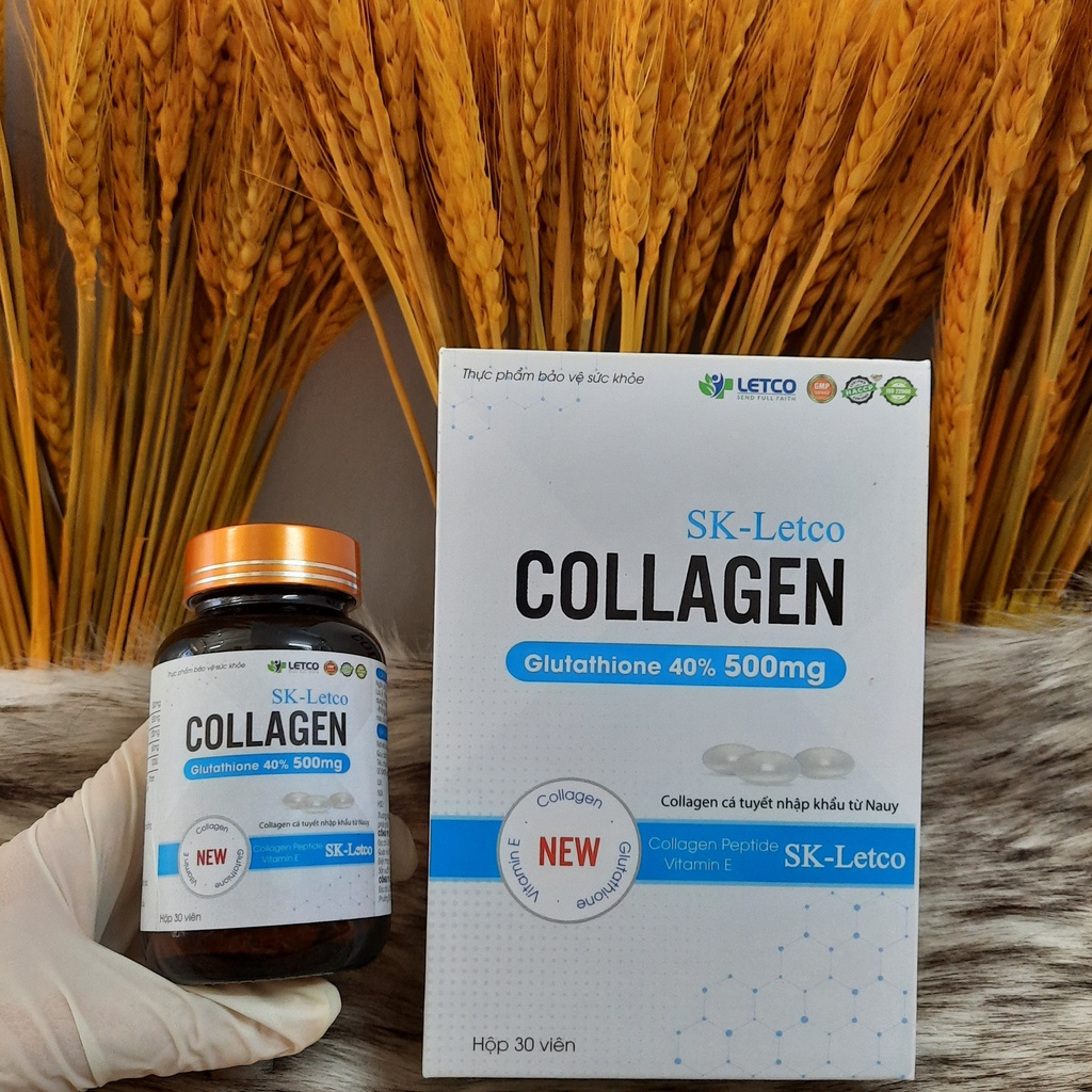 Viên uống trắng da, mờ nám Collagen + Glutathion. Hộp 30 viên