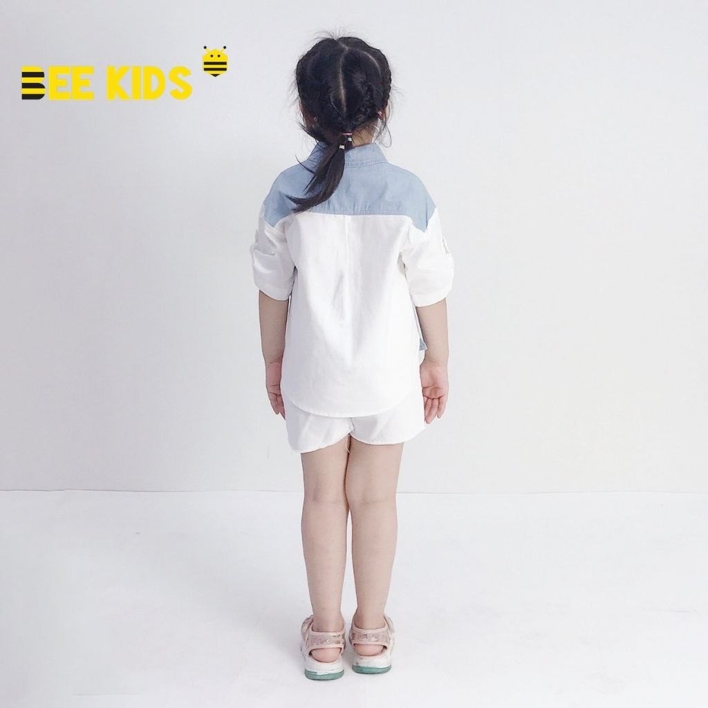 Quần Short Bé Gái Bee Kids Mài Rách Kaki Cạp Chun Thêu Hình Mèo Đáng Yêu Cho Bé (2-12 Tuổi) 7QK01613SX