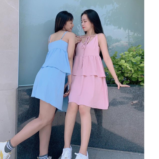 [Mã WABRGU50 giảm 10% đơn 250K] Đầm suông nữ 2 dây bèo tầng GUMAC DB634 | BigBuy360 - bigbuy360.vn