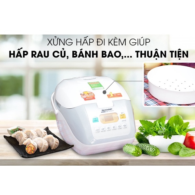 Nồi cơm điện tử chống dính Sharp 1.8 lít KS-COM18V / KS-COM19V cho gia đình 4-6 người - HAPOS