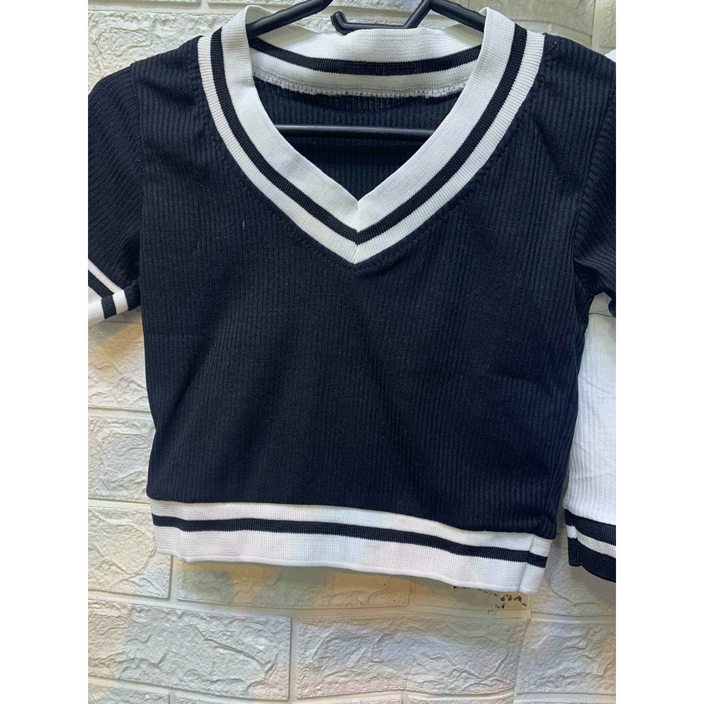 [HÌNH THẬT] CROPTOP CỔ TIM VIỀN ĐEN TRẮNG - ÁO CROP ÔM BODY CÁ TÍNH SWAG ULZZANG 197