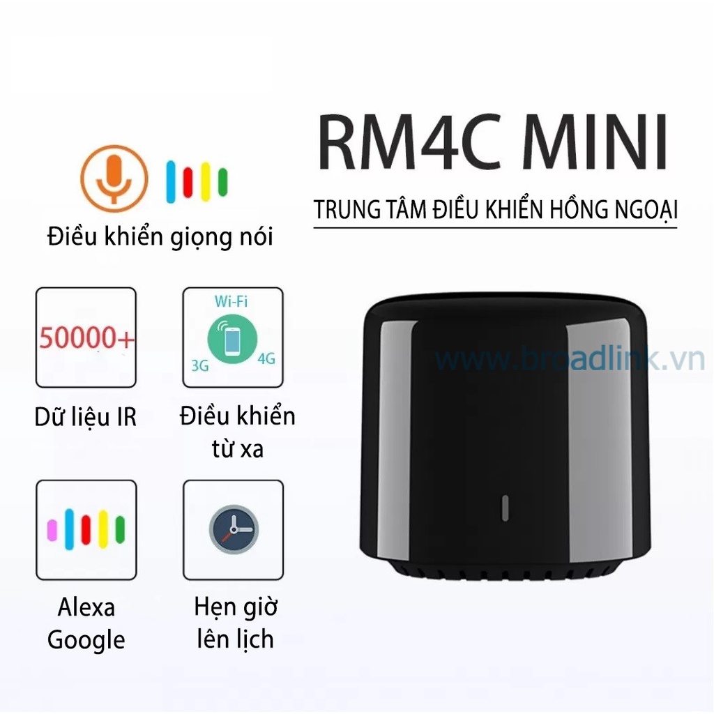 Hỏa Tốc HN-Bộ Điều Khiển Hồng Ngoại BroadLink RM4c Mini BestCon Phiên Bản Quốc Tế 2021 Điều Khiển Điều Hòa Quạt Tivi